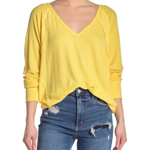 FREE People Santa Clara Thermal In Yellow - Picture 1 of 2